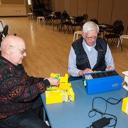 Photo of volunteers dealing boards